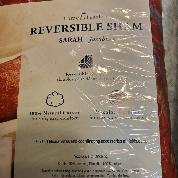 Home Classics Reversible Pillow Shams Red Jacobean X2 - Picture 2 of 6